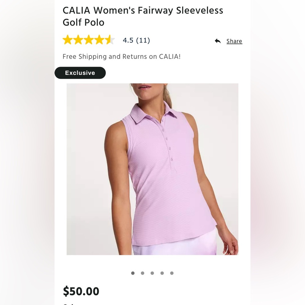 CALIA Women's Fairway Sleeveless Golf Polo